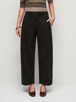 Cider - Washed Metal Detail Women Low-Rise Wide-Leg Cropped Jeans Charcoal