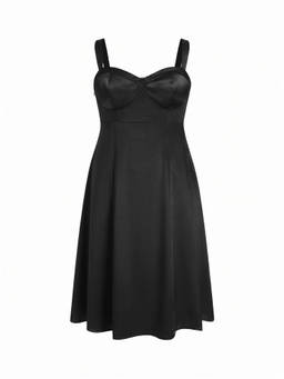 Cider - Satin Sculptural Women's Sweetheart Neck Lace-Up Maxi Dress Black