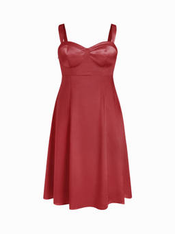 Cider - Satin Sculptural Women's Sweetheart Lace-Up Mermaid Maxi Dress Wine