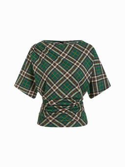 Cider - High Stretch Women’s Ruched Boat Neck Batwing Sleeve Top Green