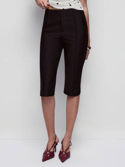 Cider - Split Hem Women's Slim Fit Mid Waist Capris Black