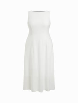 Cider - Curve & Plus Women’s Boat Neck Solid Maxi Dress White