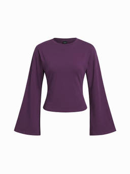 Cider - High Stretch Women’s Cotton-Blend Bell Sleeve Tee Berry