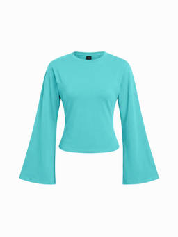 Cider - High Stretch Women’s Cotton-Blend Bell Sleeve Tee Teal