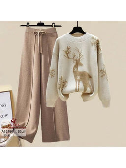 Loveable Creations By Muskan - Deer Warm Knitted Co-Ord Set