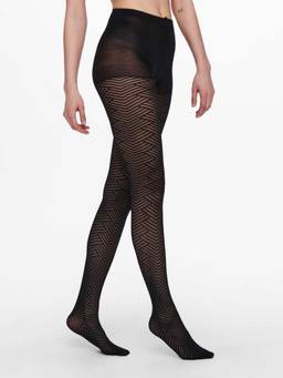 ONLY - Womens Black Herringbone Stocking Tights