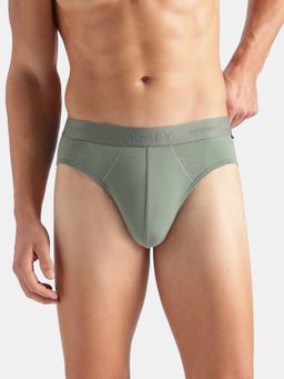 Jockey - Mens Green Solid/Plain Modal Brief