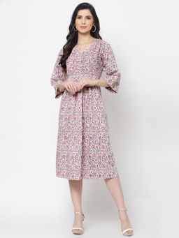DART STUDIO - Purple Hand Block Printed Cotton Dress