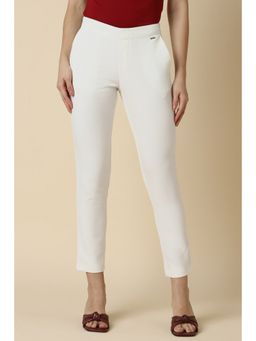 Allen Solly - Women White Regular Fit Solid Casual Trousers