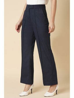 Allen Solly - Women Navy Regular Fit Solid Formal Trousers