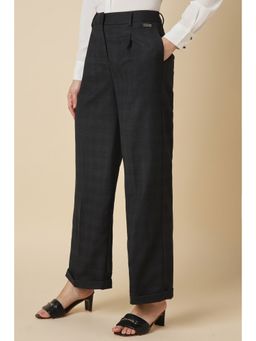 Allen Solly - Women Black Regular Fit Check Formal Trousers