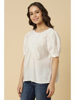 Allen Solly - Women White Embroidered Casual Top
