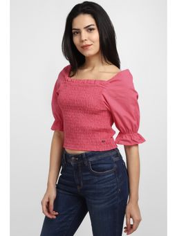 Allen Solly - Women Pink Solid Casual Crop Top