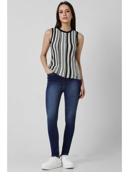 Van Heusen - Women Multi Stripe Casual Round Neck Top