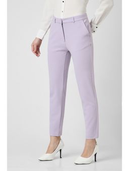 Van Heusen - Women Lilac Solid Formal Regular Fit Trousers