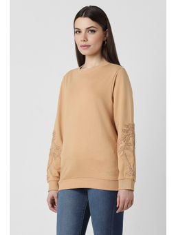 Van Heusen - Women Brown Embellished Round Neck Sweatshirt
