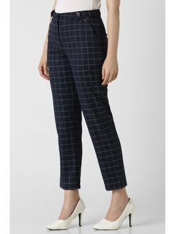 Van Heusen - Women Grey Checks Formal Regular Fit Trousers