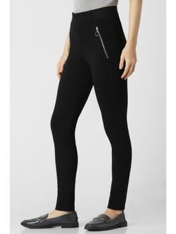 Van Heusen - Women Black Solid Formal Regular Fit Trousers