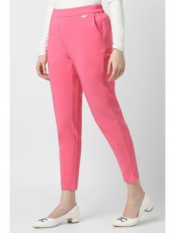 Van Heusen - Women Pink Solid Formal Slim Fit Trousers