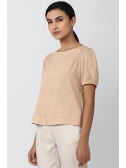 Van Heusen - Women Beige Print Formal Boat Neck Top