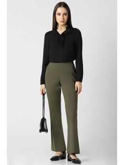 Van Heusen - Women Black Solid Formal V Neck Top