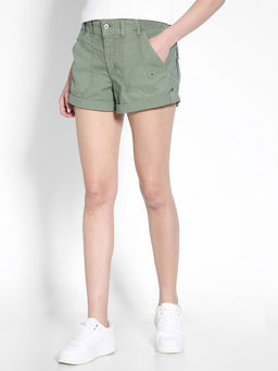 American Eagle - Women Green Stretch 4 Inches Perfect Cargo Short