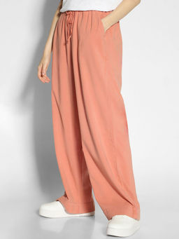 American Eagle - Women Peach High-Waisted Wide-Leg Pull-On Pant