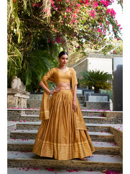 JATRIQQ - Pure Chanderi With Zari Weaving Stitched Lehenga With Unstitched Blouse & Dupatta