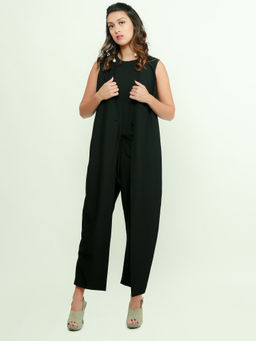 Echke - Jumpsuit With Center Closure And Tie-up