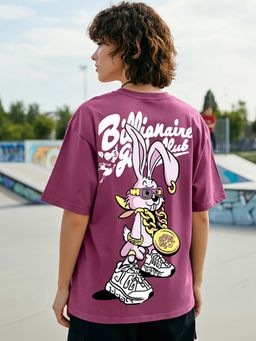 Bewakoof - Women's Purple Billionaire Girls Club Graphic Printed Oversized T-shirt