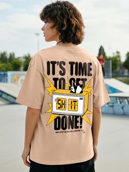 Bewakoof - Women's Brown Time To Get Shit Done Graphic Printed Oversized T-shirt