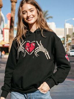Bewakoof - Women's Black Graphic Printed Oversized Hoodies