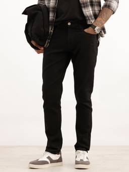 WROGN - Black Cotton Blend Mid Waist Slim Leg Solid Jeans