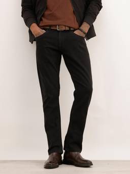 WROGN - Black Cotton Blend Mid Waist Straight Leg Solid Jeans