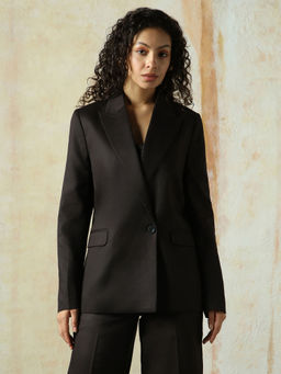 High Star - Solid Longline Length Oversized Full Sleeve Blazer