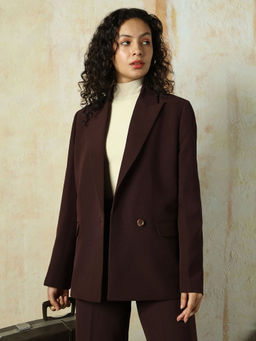 High Star - Solid Longline Length Oversized Full Sleeve Blazer