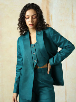 High Star - Solid Longline Length Oversized Full Sleeve Blazer
