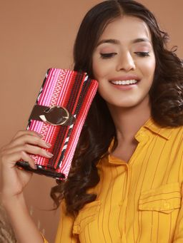 Aatmana - Women Pink & Brown Printed Two Fold Wallet