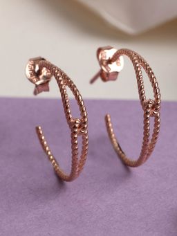 CLARA - 925 Sterling Silver Rose Gold Rhodium Plated Rada Hoop Earrings for Women and Girls