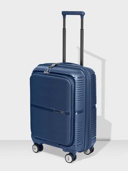 VIP - Aer Plus Pro Unisex Blue Hard Luggage 56Cm Trolley Bag With Laptop Compartment (S)