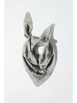 H&M - Women Grey Jacquard-Knit Triangle Scarf