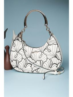 Allen Solly - Women White Polyurethane (Pu) Printed Handbag and Detachable Strap