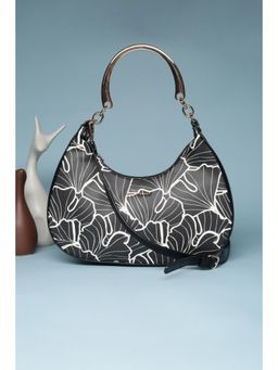 Allen Solly - Women Black Polyurethane (Pu) Printed Handbag and Detachable Strap