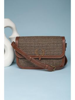 Allen Solly - Women Brown Polyurethane (Pu) Textured Sling Bag with Detachable Strap