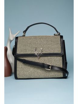 Allen Solly - Women Beige Polyurethane (Pu) Textured Handbag and Detachable Strap