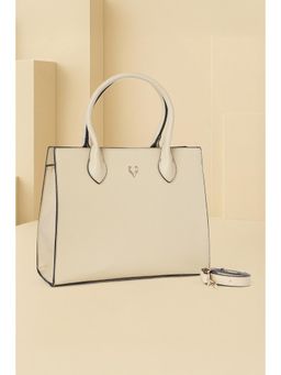 Allen Solly - Women Beige Polyurethane (Pu) Textured Handbag and Detachable Strap