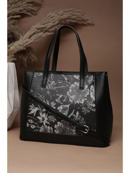 Allen Solly - Women Black Polyurethane (Pu) Printed Handbag and Detachable Strap