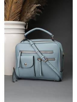 Allen Solly - Women Blue Polyurethane (Pu) Textured Sling Bag with Detachable Strap