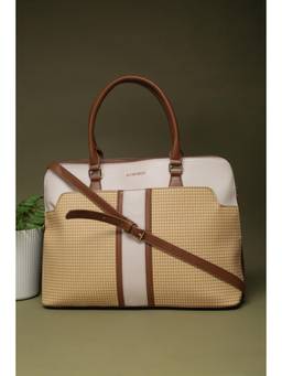 Allen Solly - Women Beige Polyurethane (Pu) Self Design Handbag and Detachable Strap