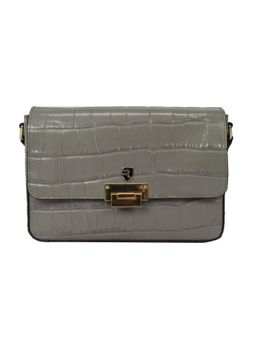 REVUP - Women Grey Leather Textured Sling Bag
